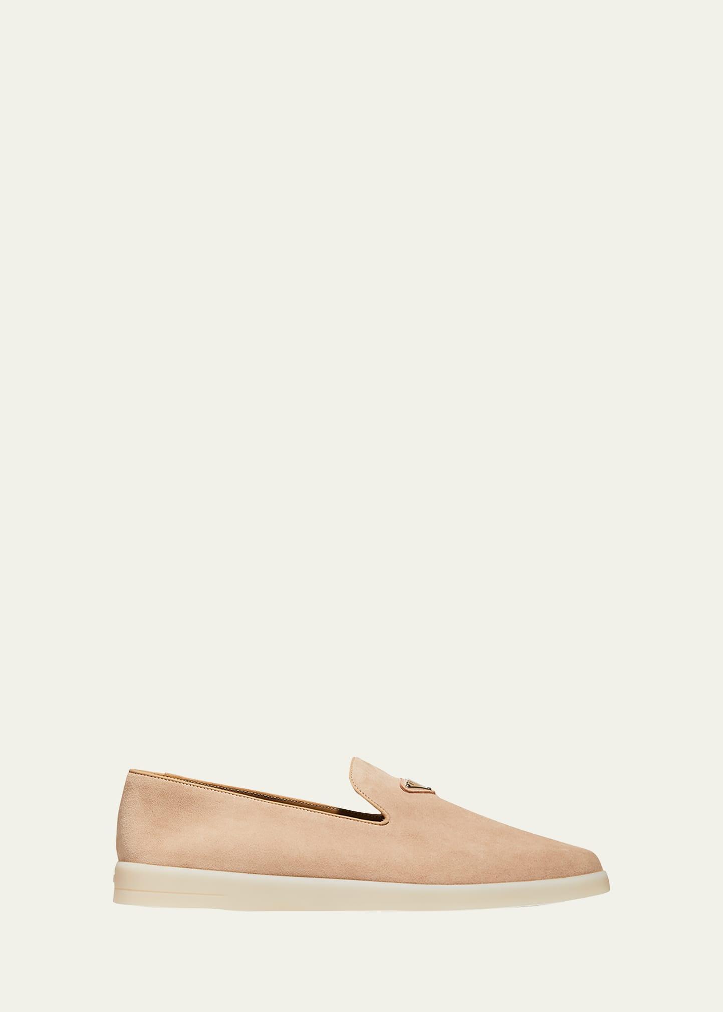 Mens Triangle Logo Suede Loafers Product Image