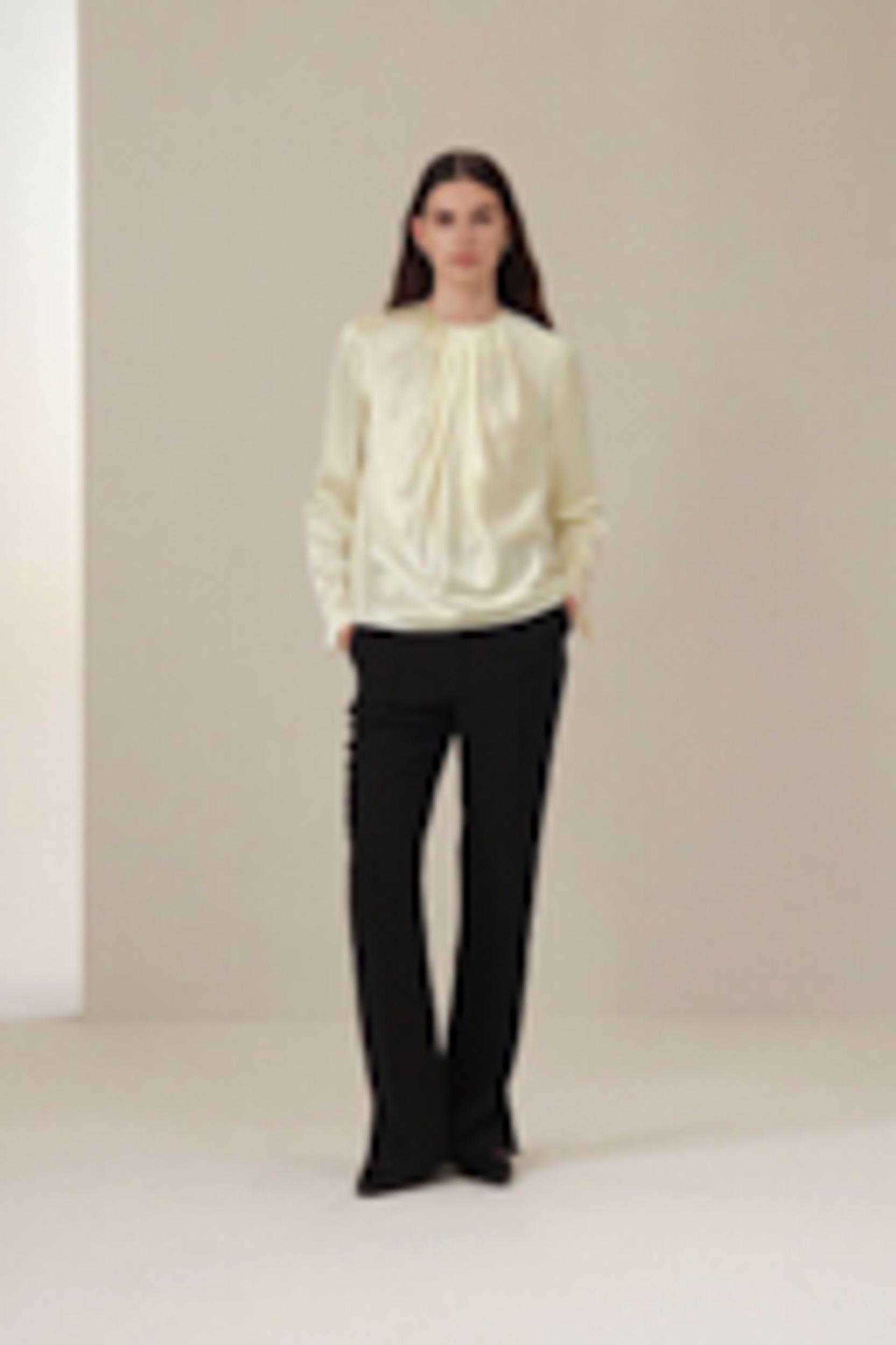 Silk Ruched-Neck Top Product Image