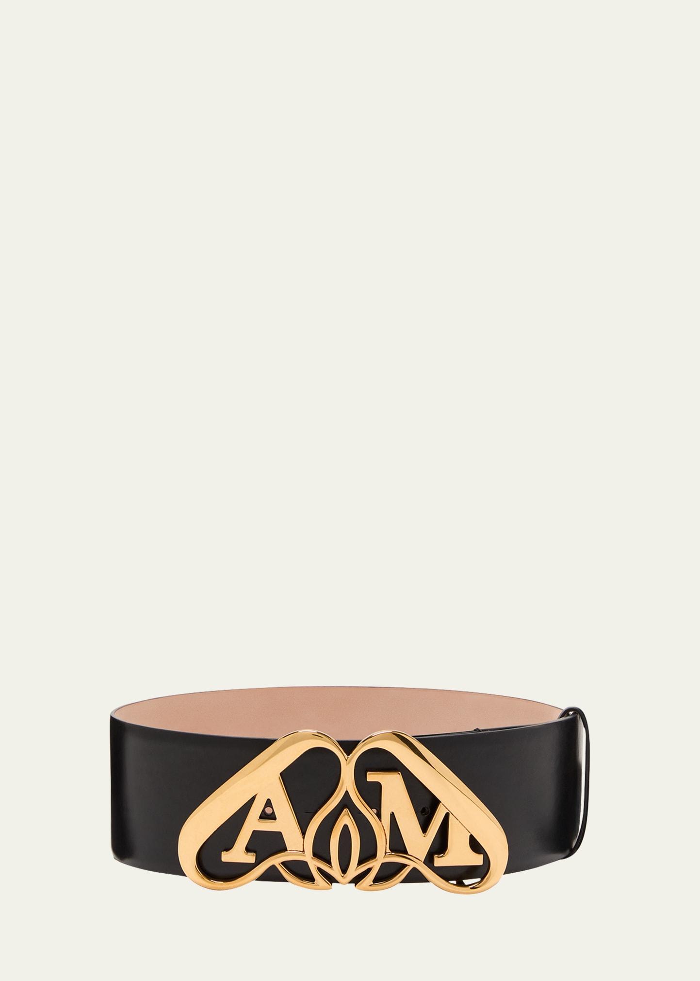 Womens Seal Buckle Leather Belt Product Image