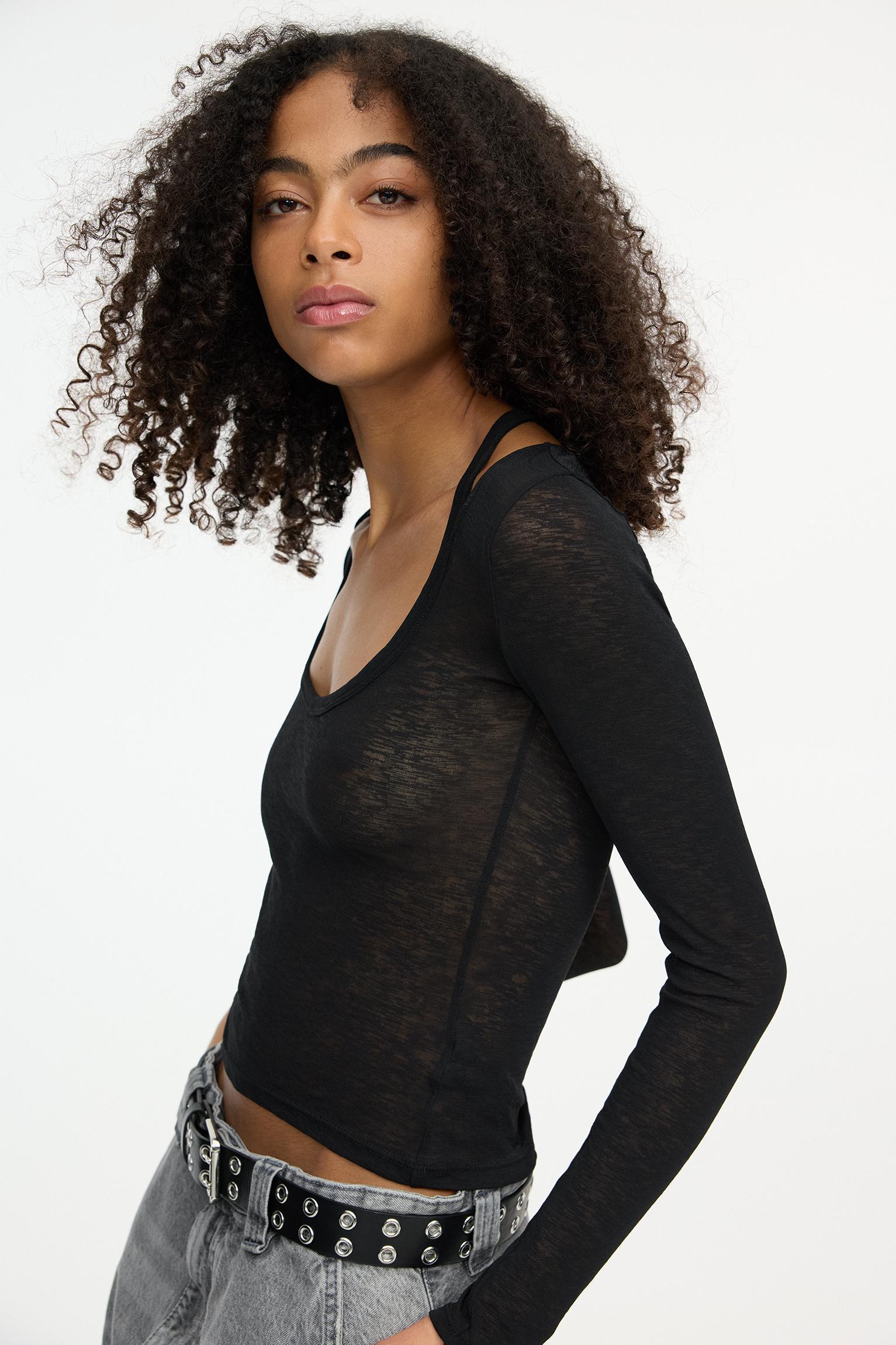 Double long sleeve strappy top Product Image