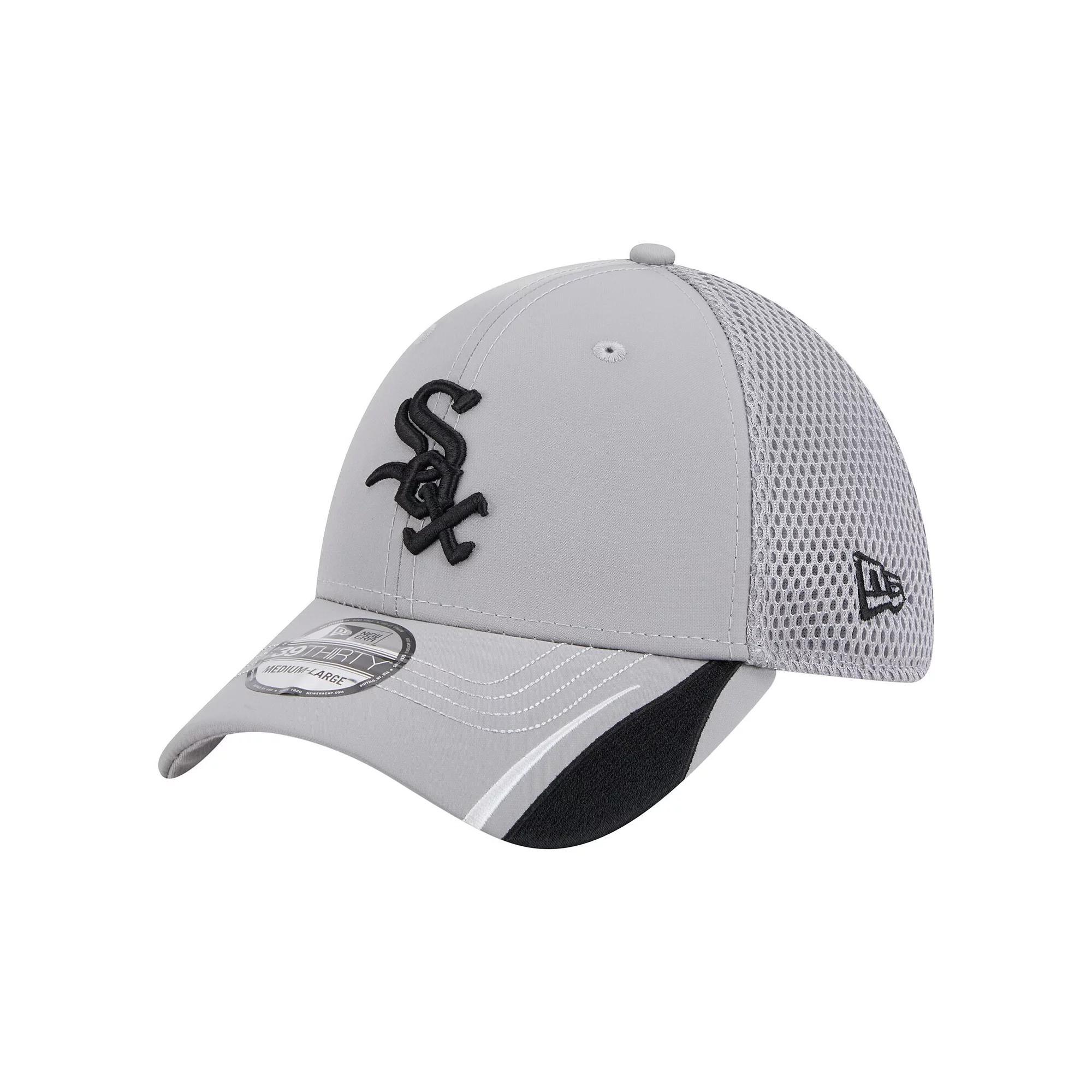 Men's New Era  Gray Chicago White Sox Linear 39THIRTY Flex-Fit Hat, Size: Small/Medium, Grey Product Image