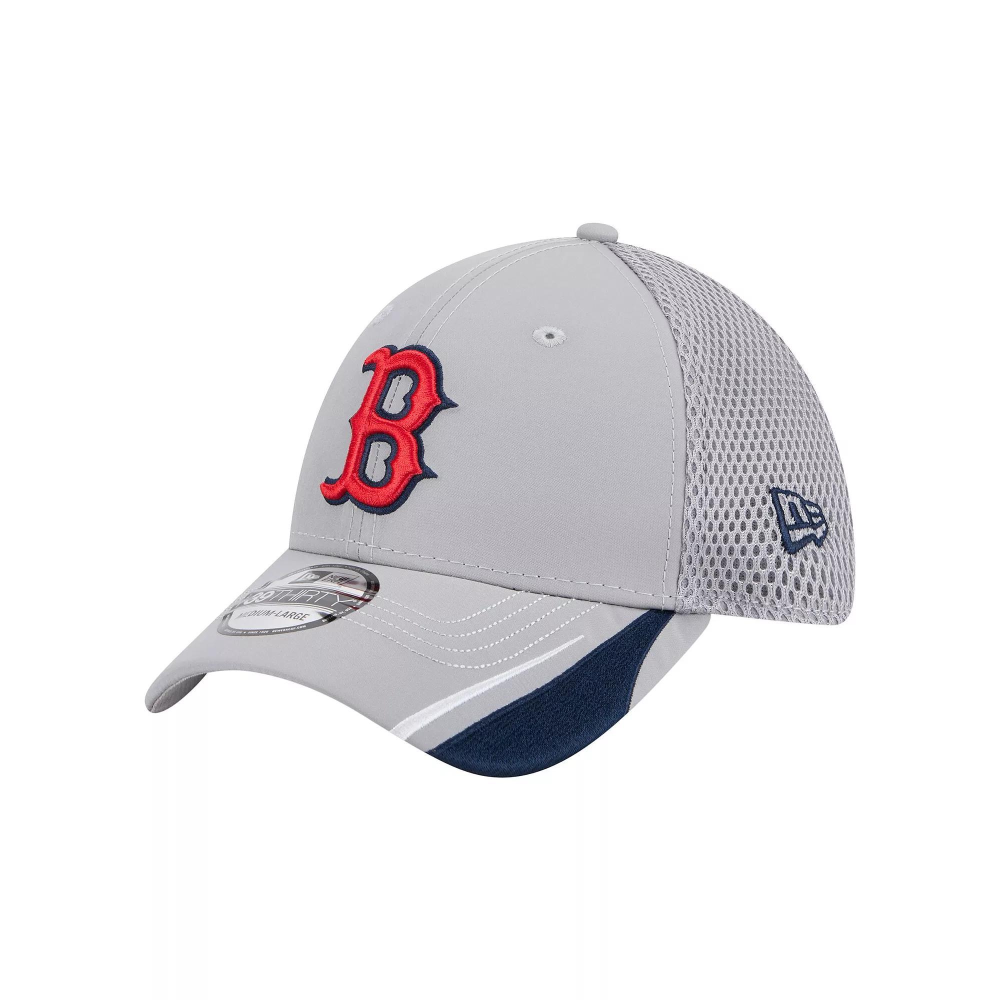 Men's New Era  Gray Boston Red Sox Linear 39THIRTY Flex-Fit Hat, Size: Medium/Large, Grey Product Image