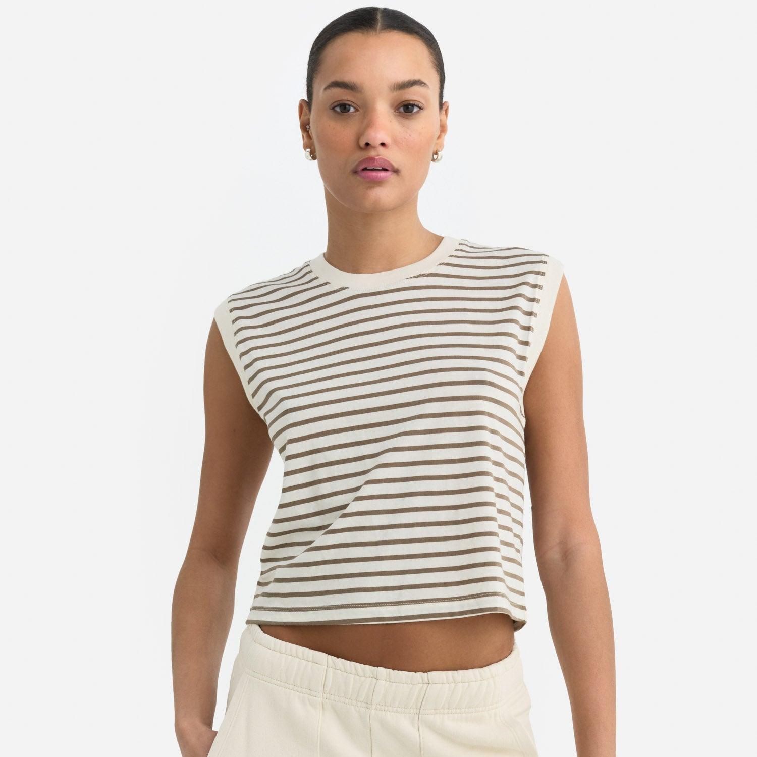Organic Cotton Striped Muscle Tank Female Product Image