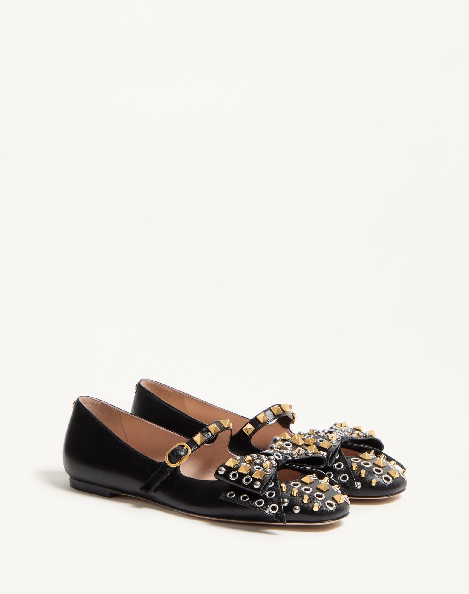 Mary-Jane Bowow Ballerina In Kidskin With Studs Product Image