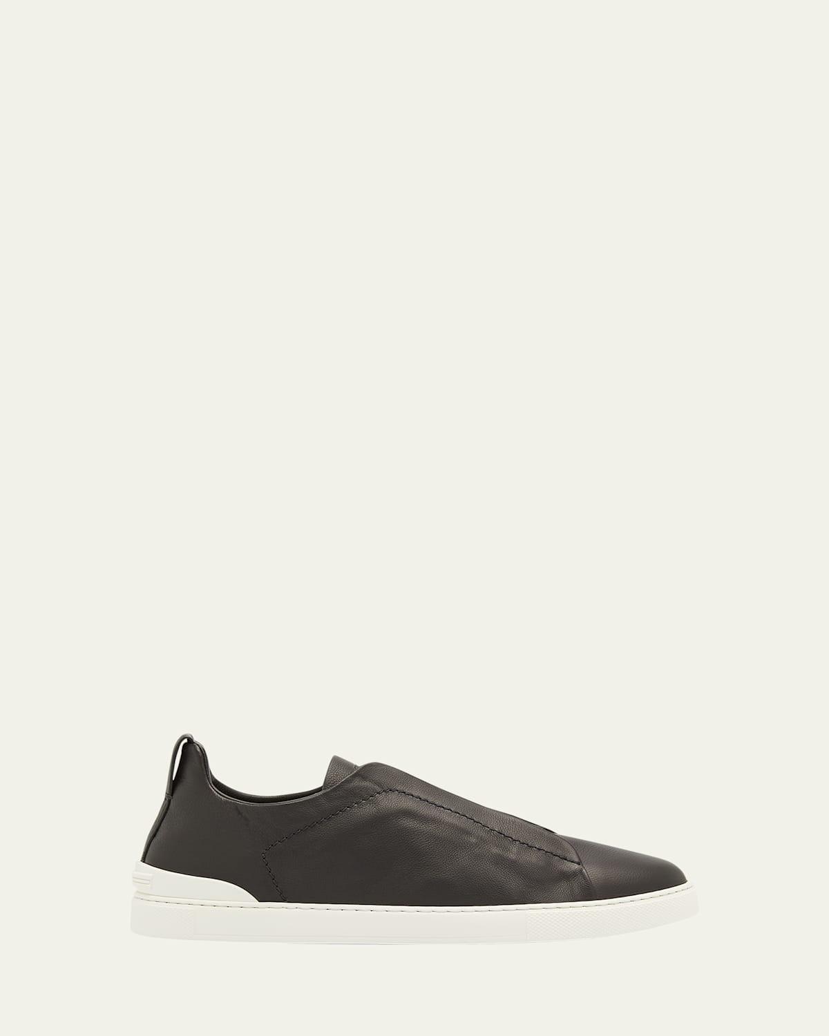 Mens Triple Stitch SECONDSKIN Leather Slip-On Sneakers Product Image