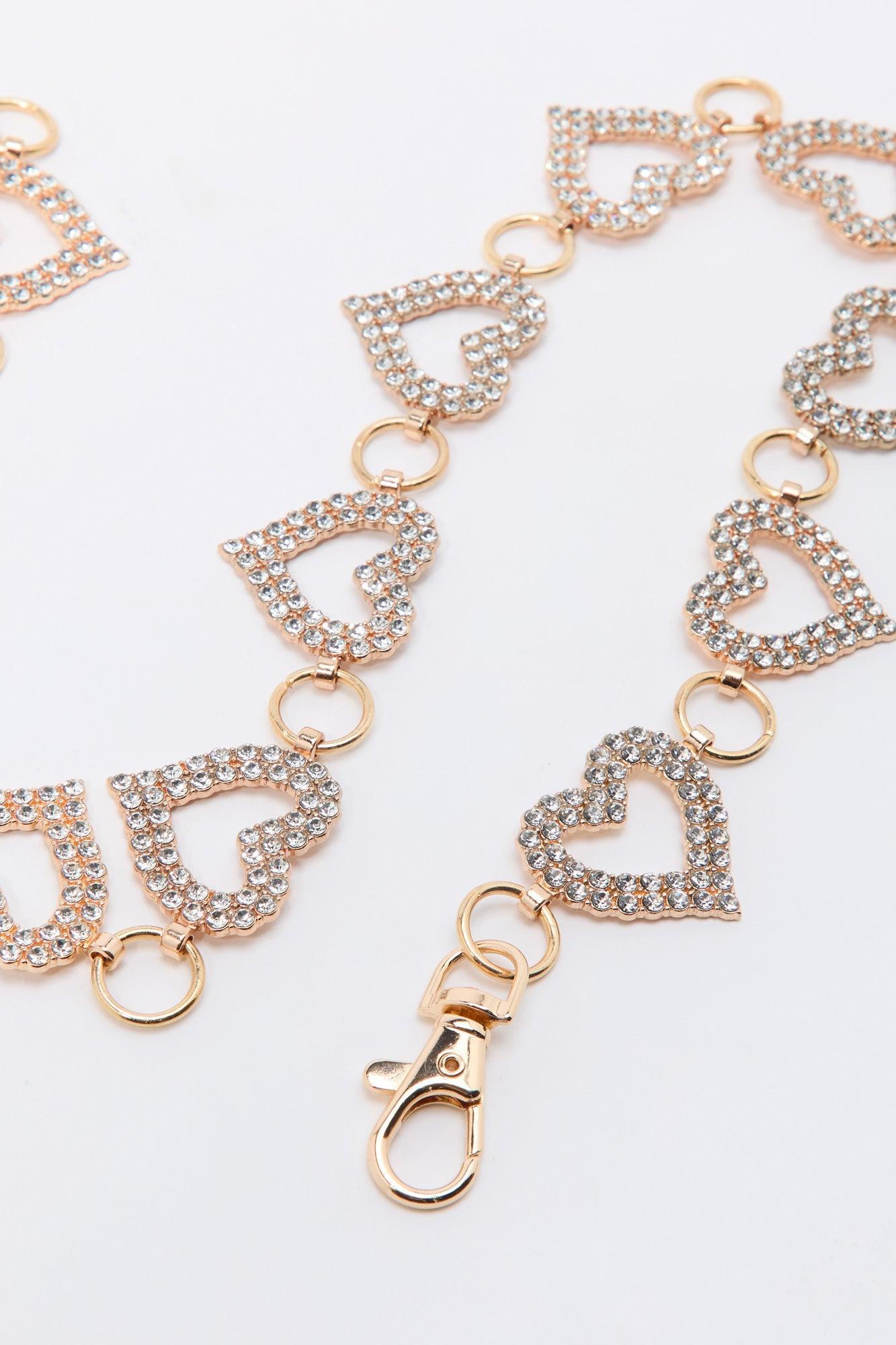 Rhinestone Heart Chain Belt Female Product Image