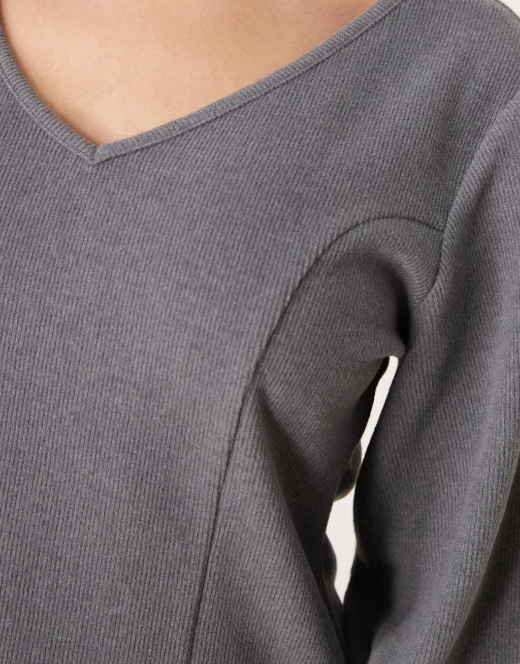 ASOS DESIGN cocoon brushed v neck top in light gray Product Image