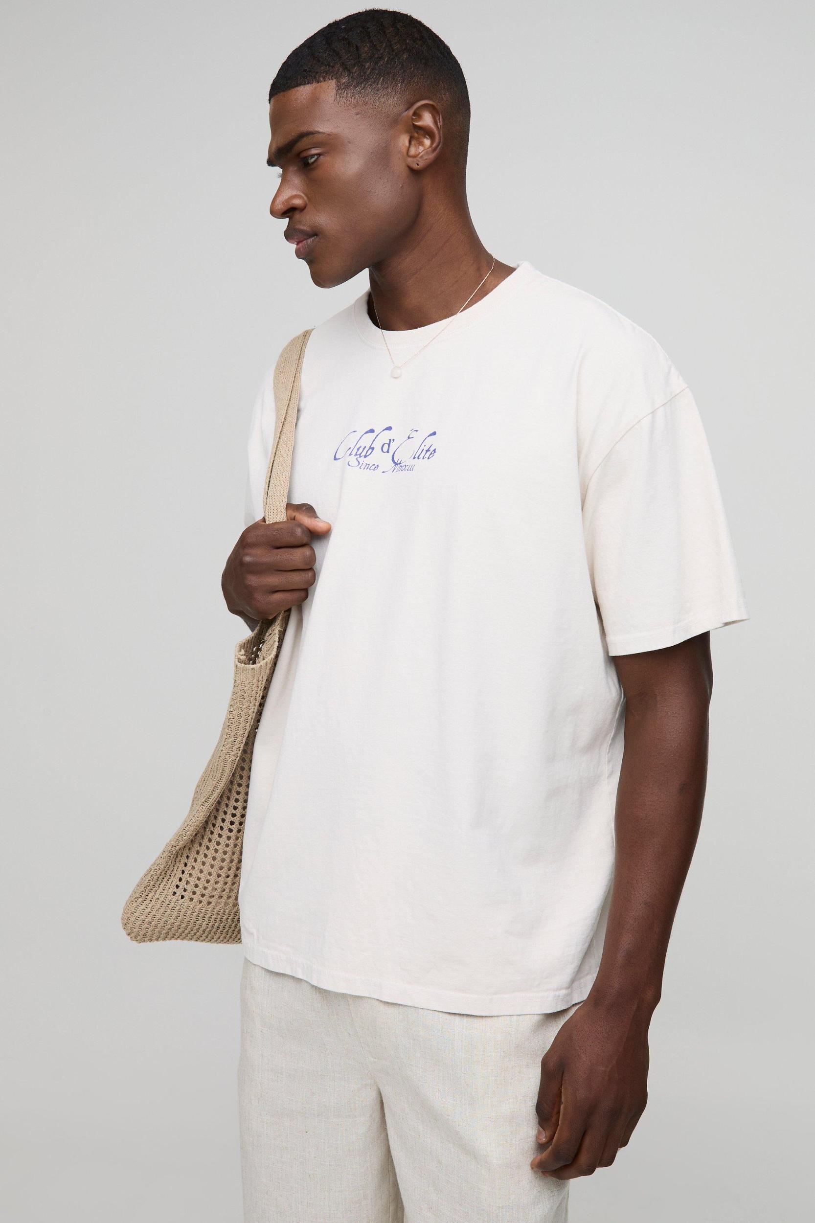 Oversized Club Elite Palm Tree Graphic Washed T-Shirt | boohooMAN USA Product Image
