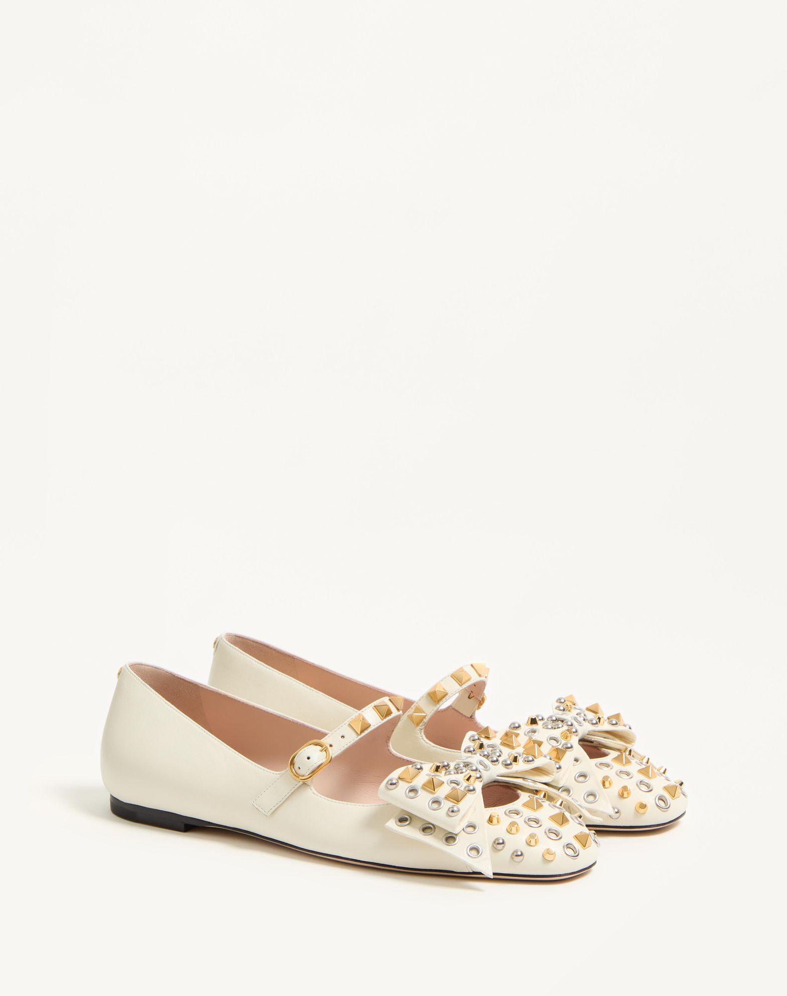 Mary-Jane Bowow Ballerina In Kidskin With Studs Product Image