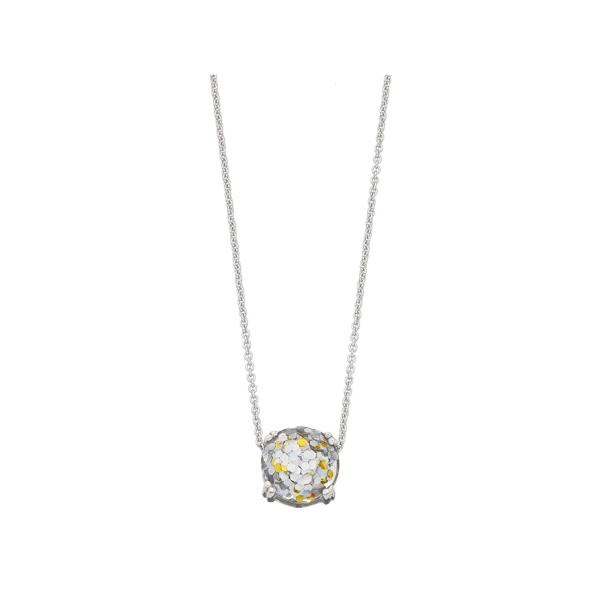 Aleure Precioso Sterling Silver Glitter Pendant Necklace, Women's, Size: 18", Silver Tone Team Product Image