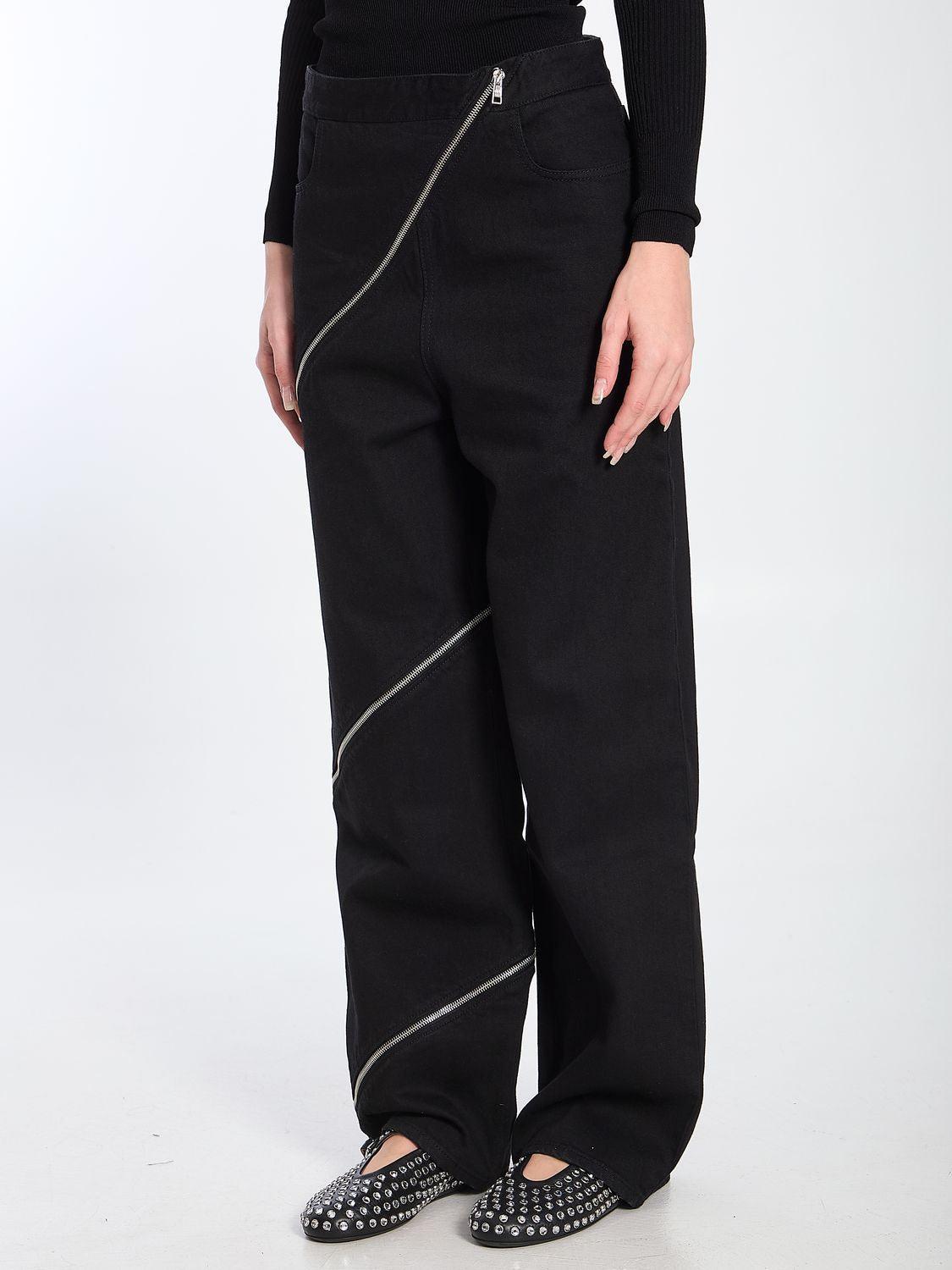 ALAÏA Spiral Zipper Jeans For Women In Black Product Image