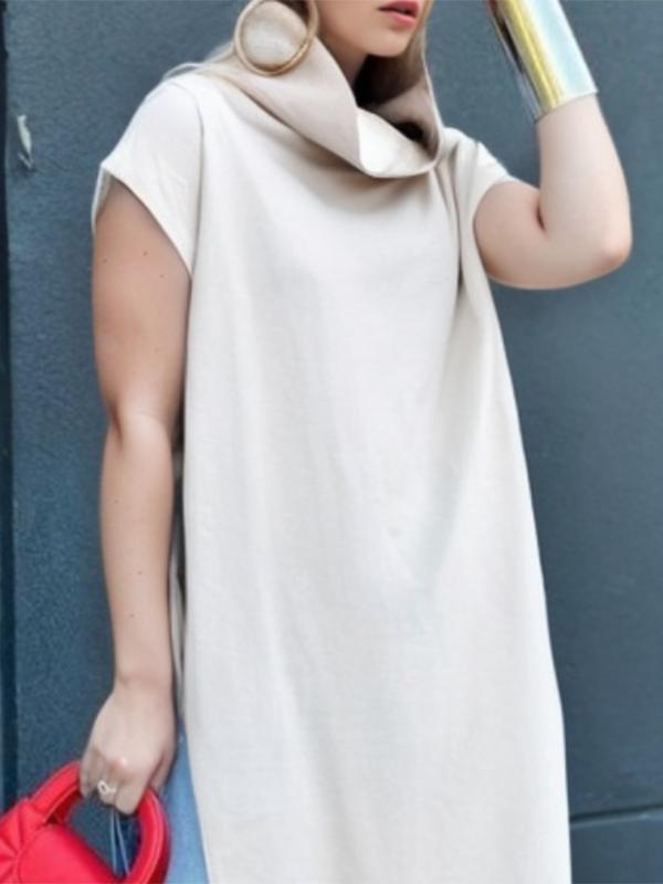 Loose Short Sleeves Solid Color Split-Side Heaps Collar T-Shirts Tops Product Image