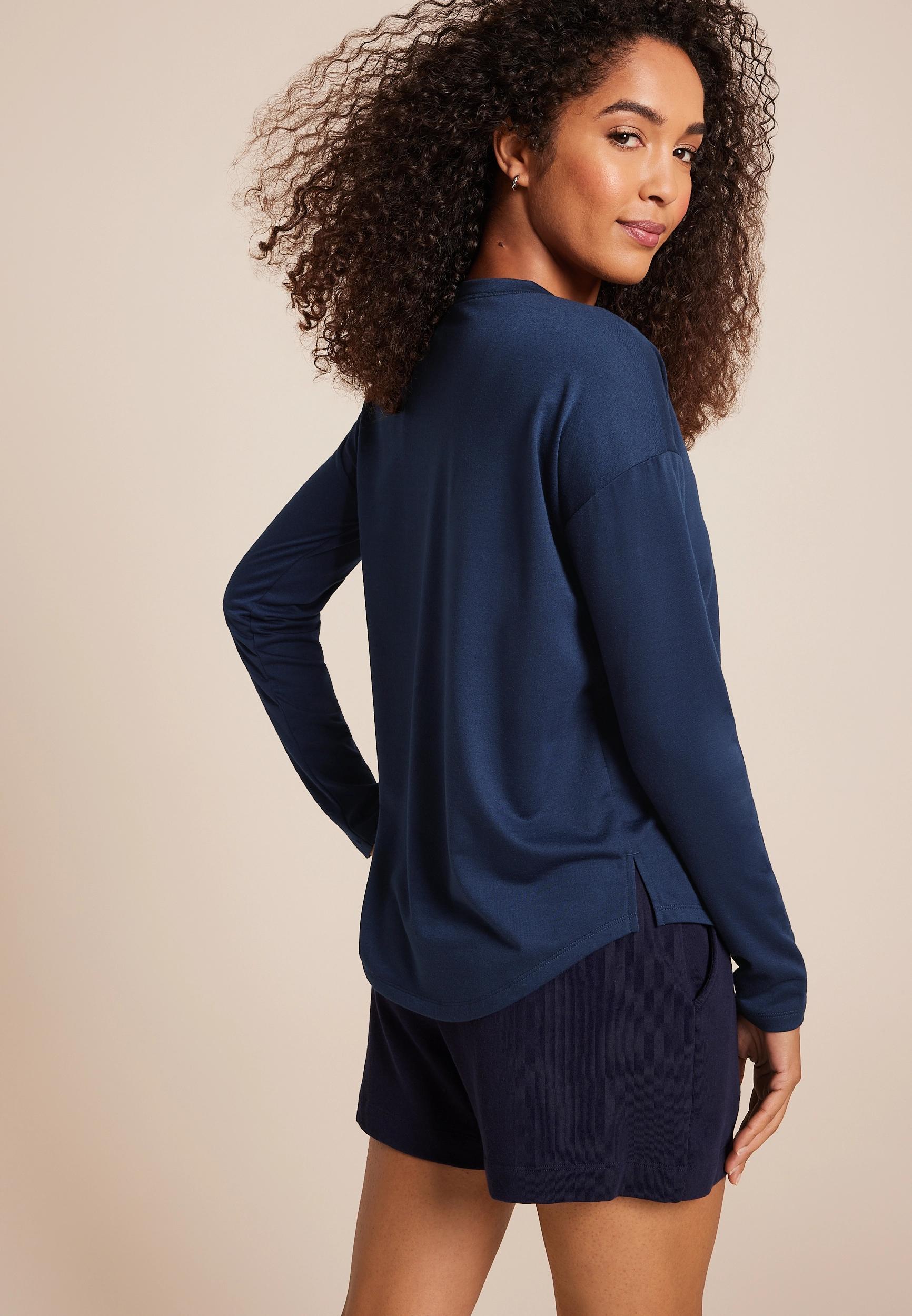 Maurices Womens XX Large Size 24/7 Clara Long Sleeve Tee Blue Product Image