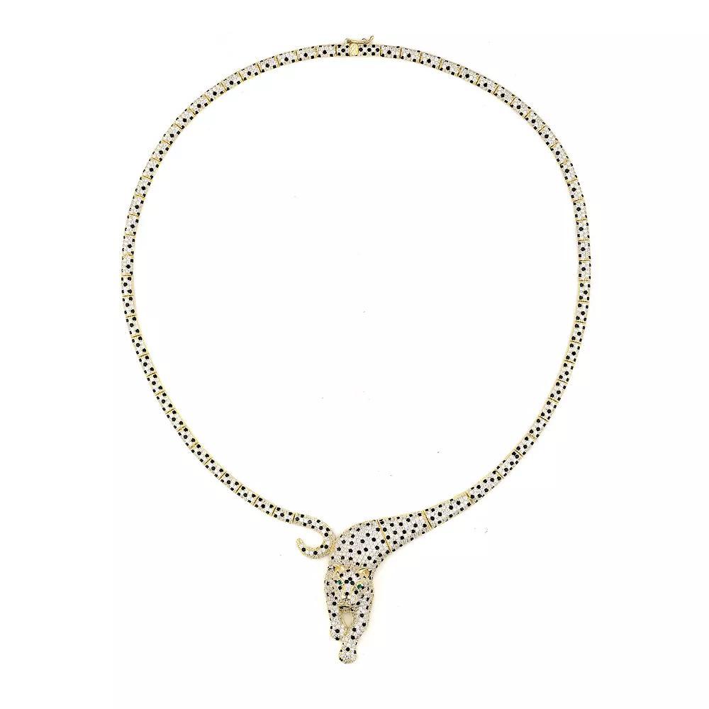 Ivy Sharpe Gold Over Brass Cubic Zirconia Panther Necklace, Women's, Size: 7.25", Gold Tone Product Image
