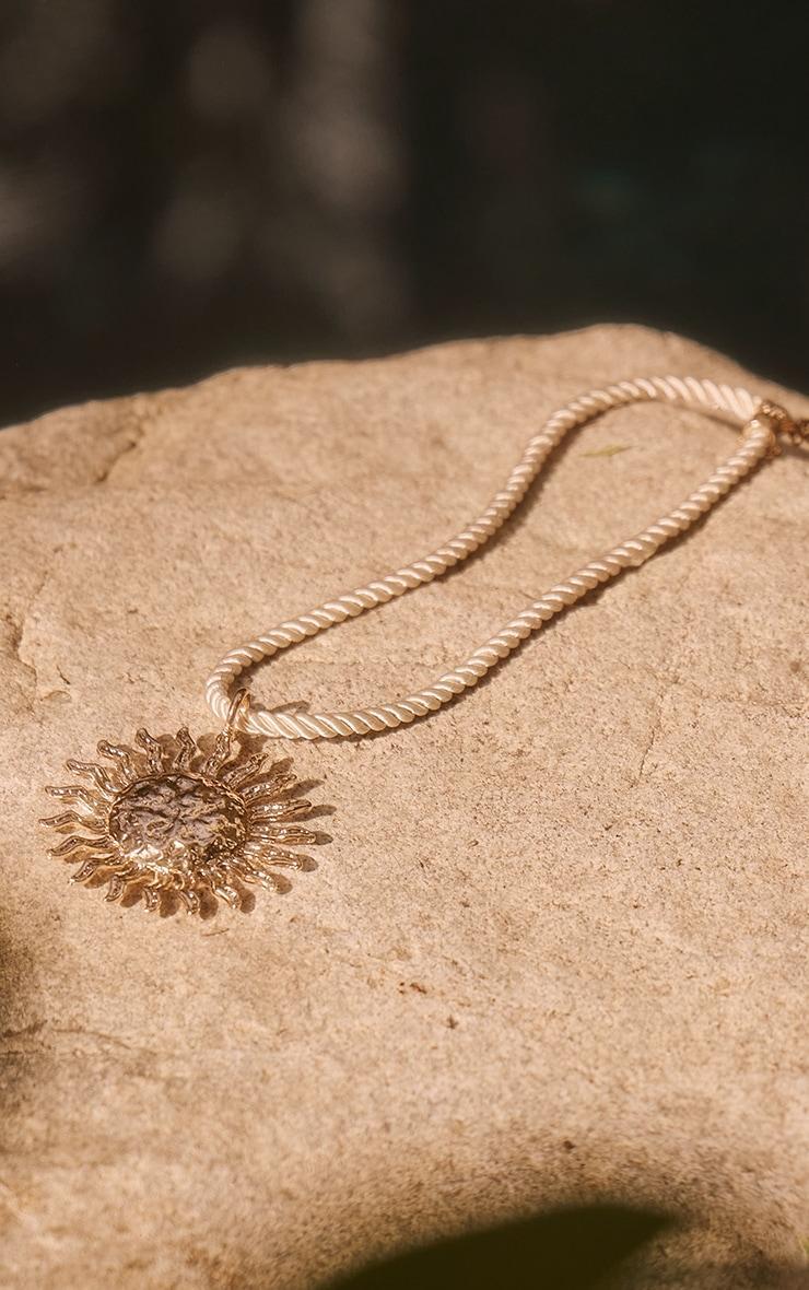 Gold Rope Twist Sun Statement Necklace Product Image