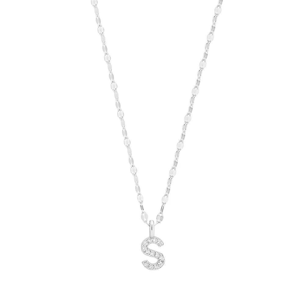 Judy Crowell Sterling Silver Cubic Zirconia Pave Mirror Chain Initial Necklace, Women's, Size: 18" Product Image