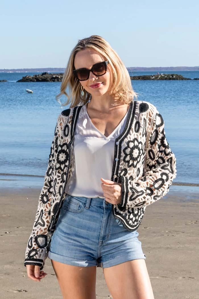 Floral Lace Crochet Short Jacket Product Image