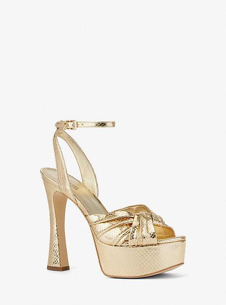 Selena Metallic Snake Embossed Leather Platform Sandal Product Image