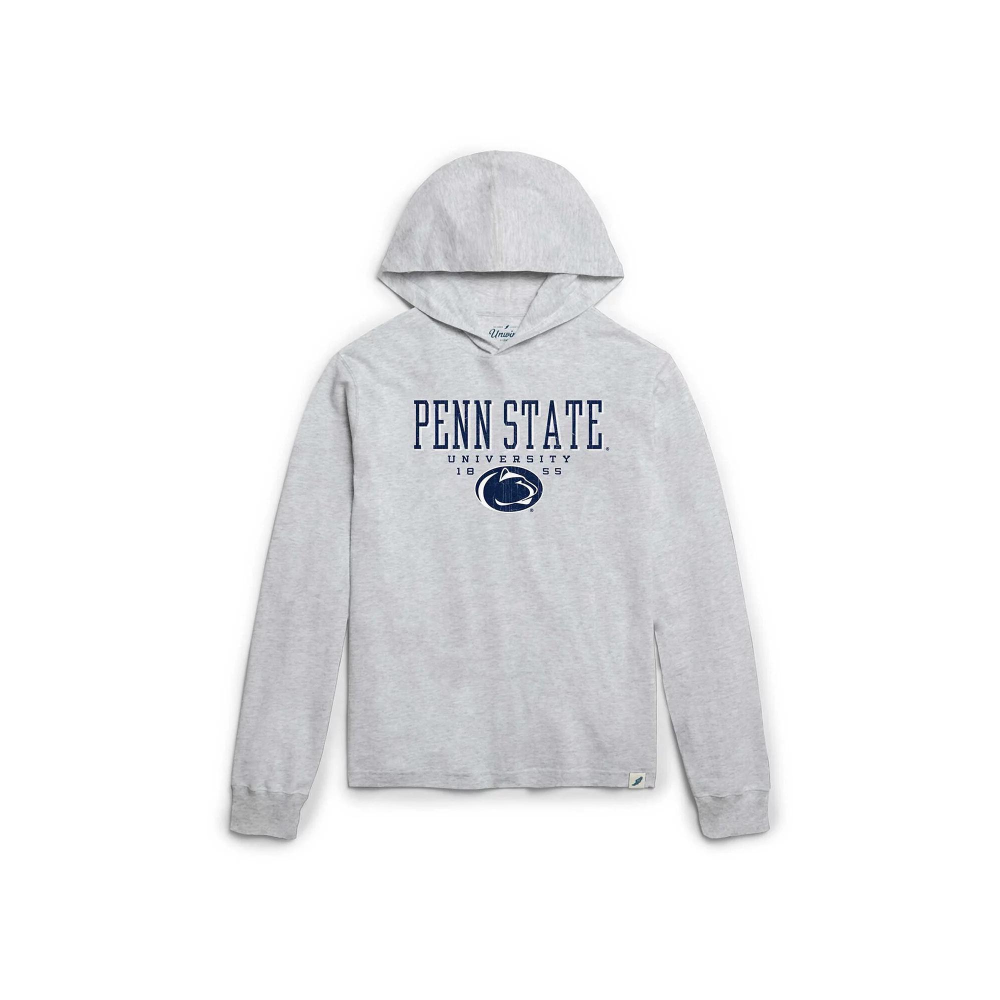 Men's League Collegiate Wear Ash Penn State Nittany Lions Team Stack Tumble Long Sleeve Hooded T-Shirt, Size: 2XL, Black Product Image