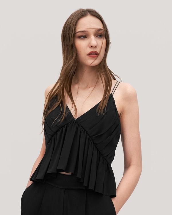Versatile Pleated Silk Magnolia Camisole Product Image