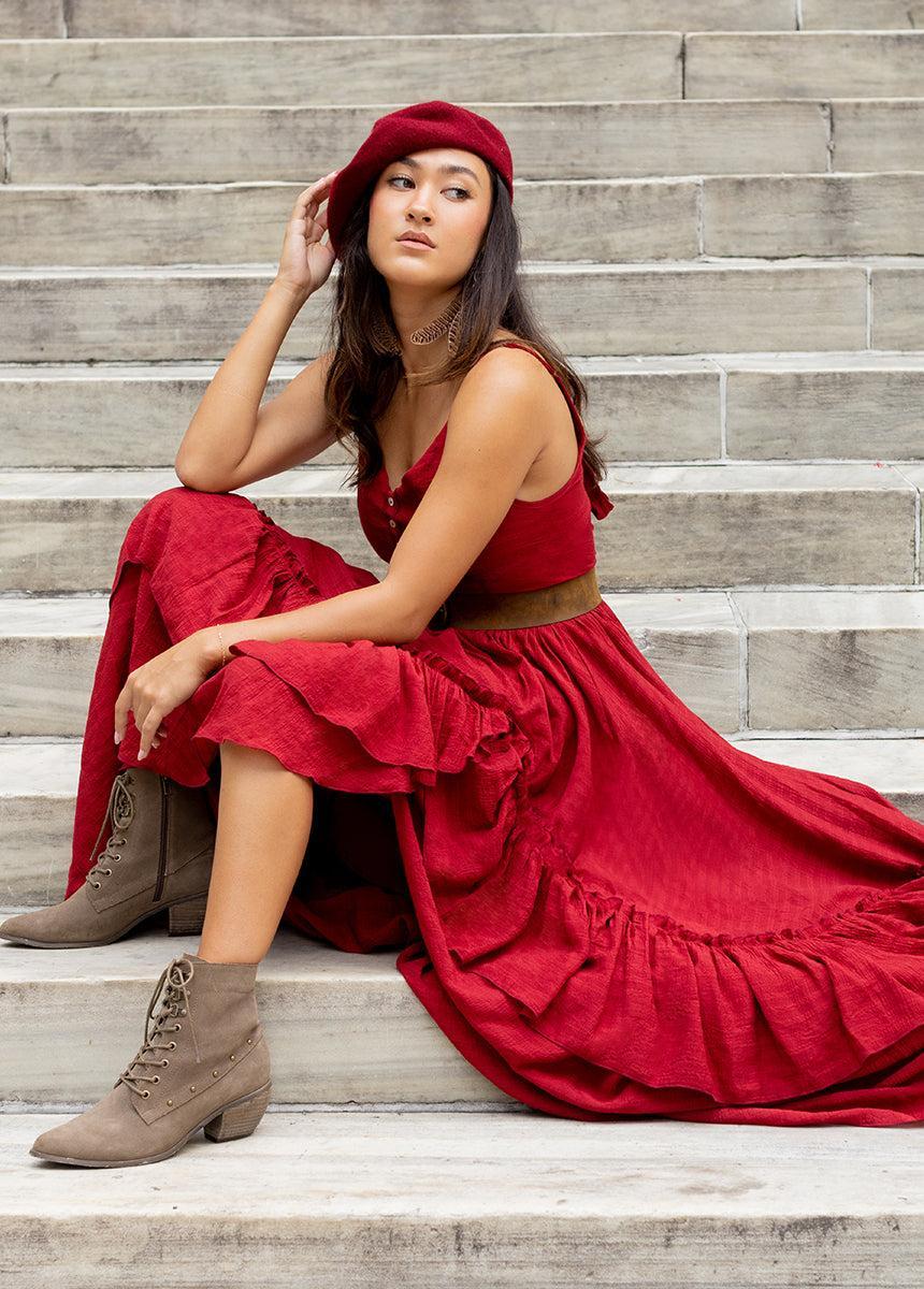 Everlie Dress in Scarlet Female Product Image