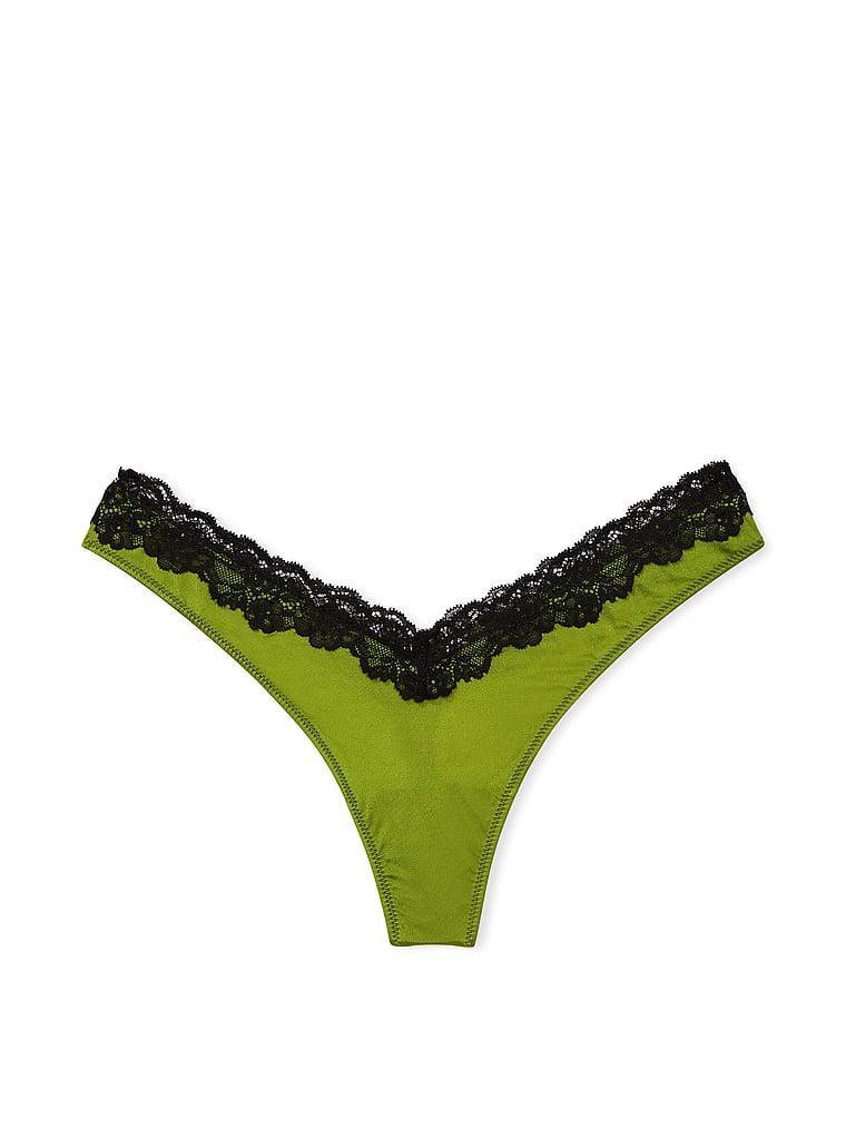 Lace-Trim High-Leg Thong Panty Product Image