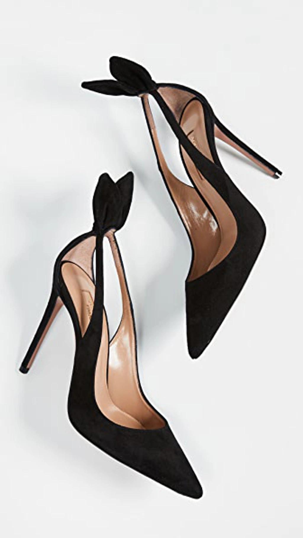 AQUAZZURA Bow Tie 85 Suede Pumps In Black Product Image