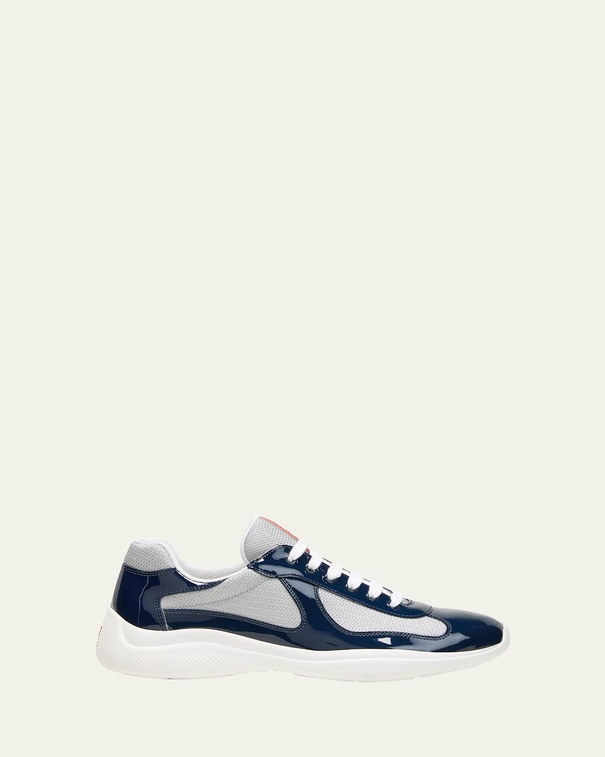 Mens Americas Cup Patent Leather Patchwork Sneakers Product Image