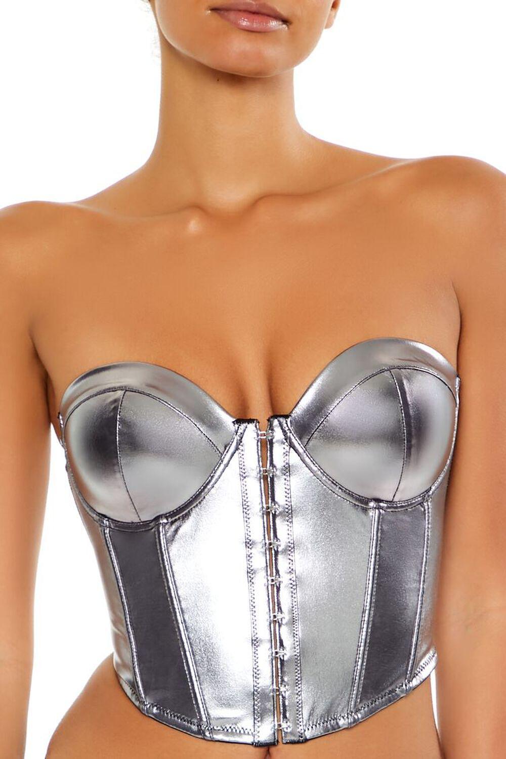 Metallic Lingerie Corset Tube Top | Forever 21 Product Image