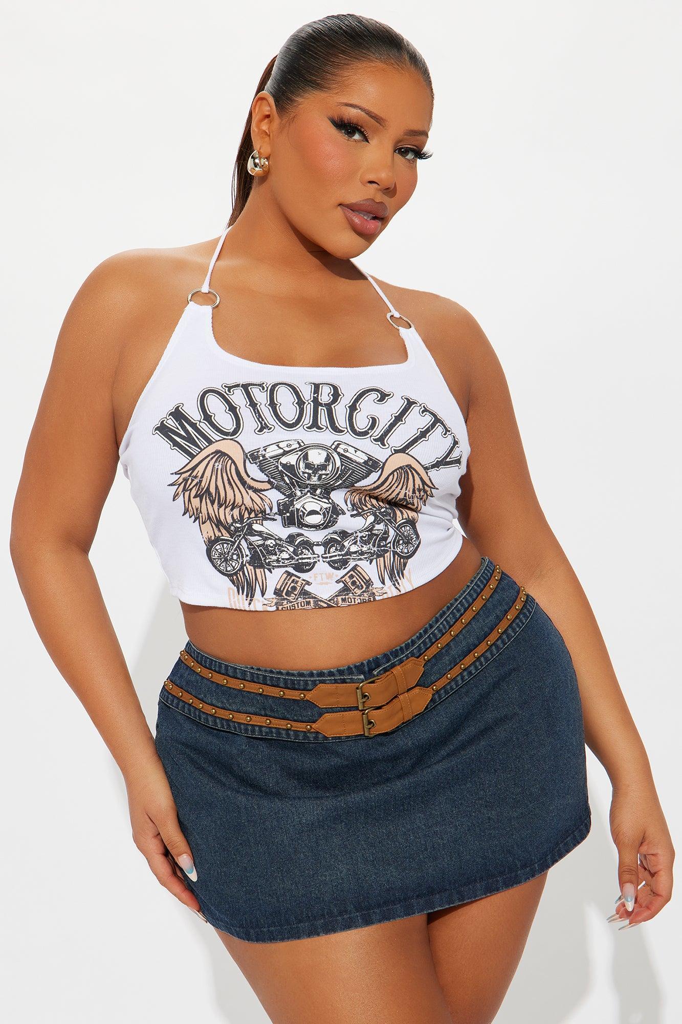 Motocity Skull Legacy Halter Top - White Product Image