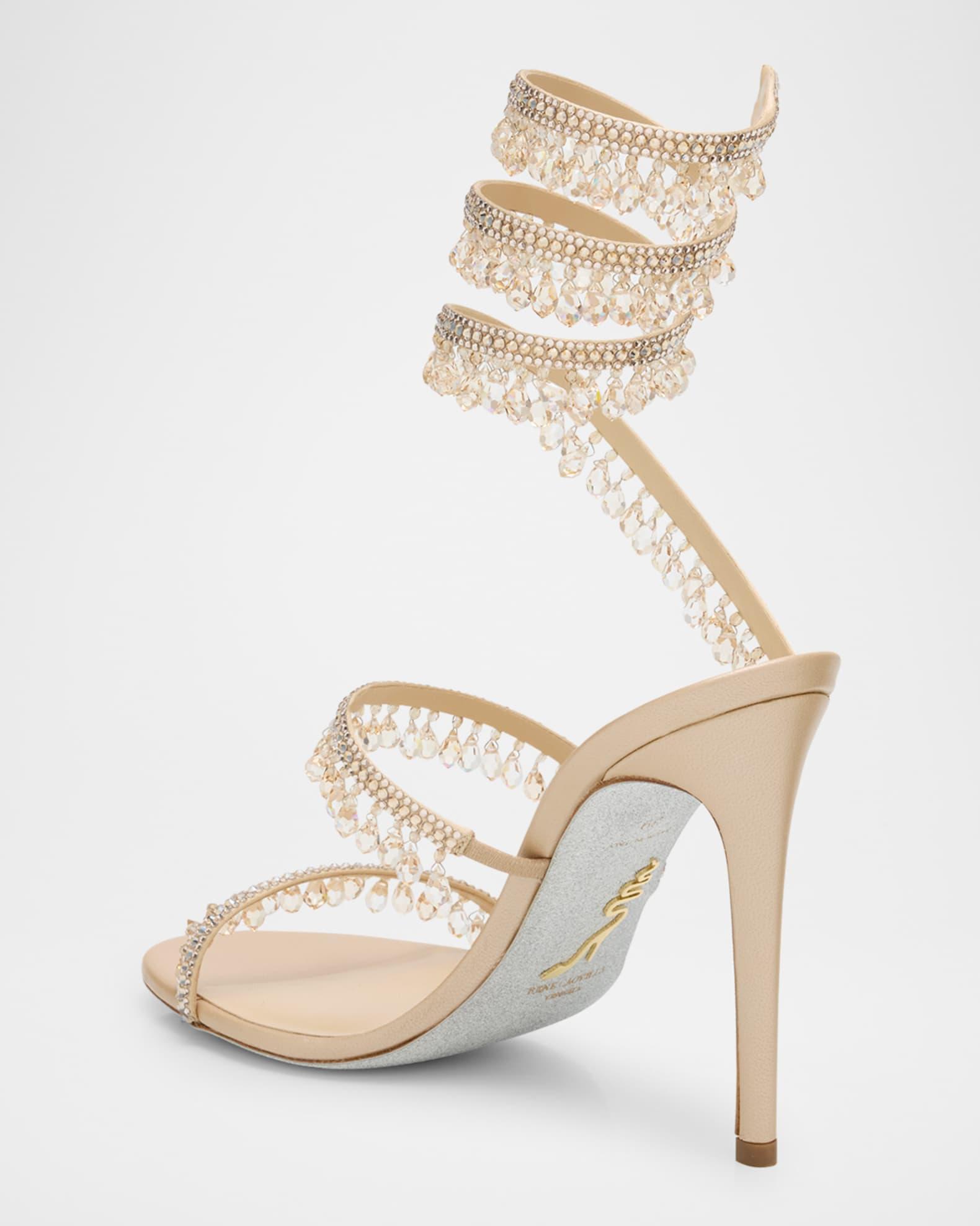 Satin Strass Chandelier Snake Wrap Sandals Product Image