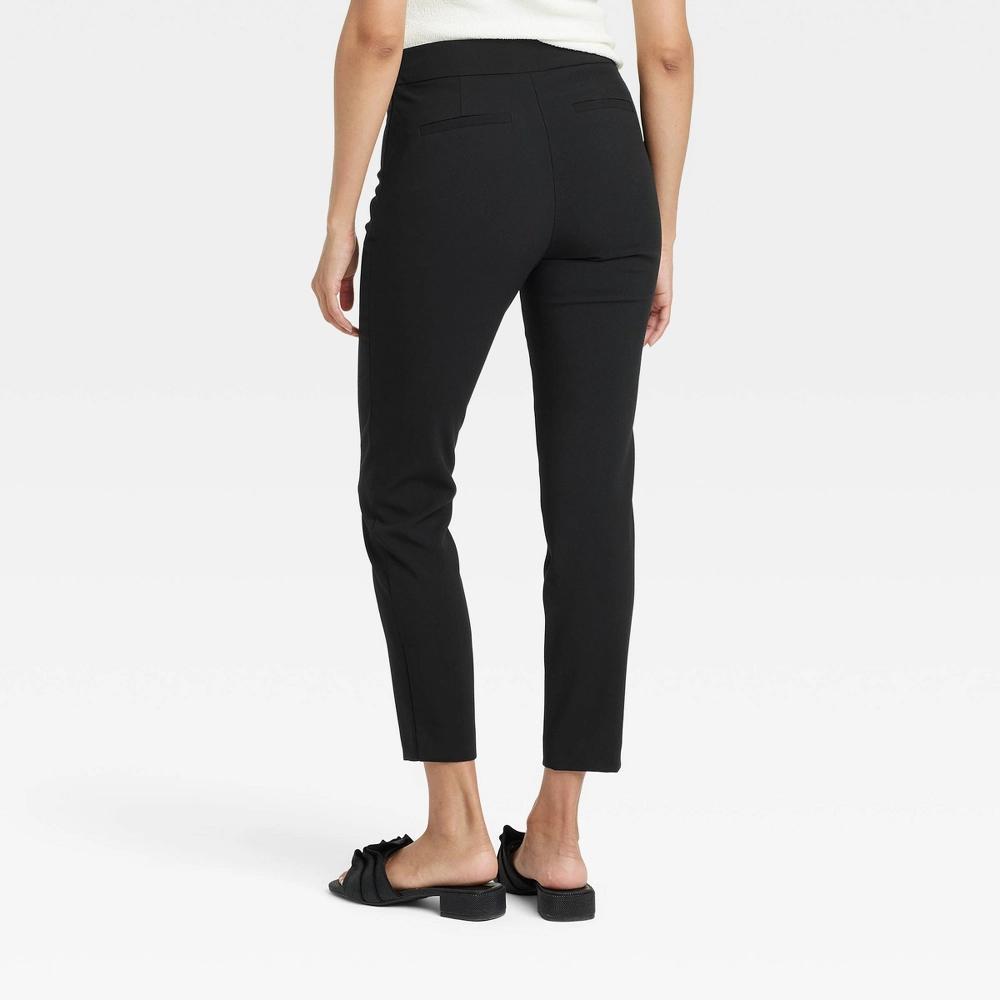 Women's High-Rise Skinny Ankle Pull-On Pants - A New Day™ Black 16 Long: Recycled Polyester, Rayon, Spandex, Elastic Waistband Product Image