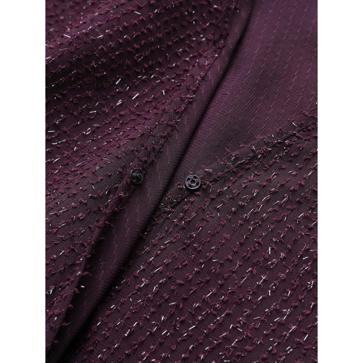 Plus Size Purple Plain Texture Wrap Ties Asymmetrical Hem Blouse Women Cocktail Short sleeve Overlap Collar Party Blouses BloomChic 22-24/3X Product Image