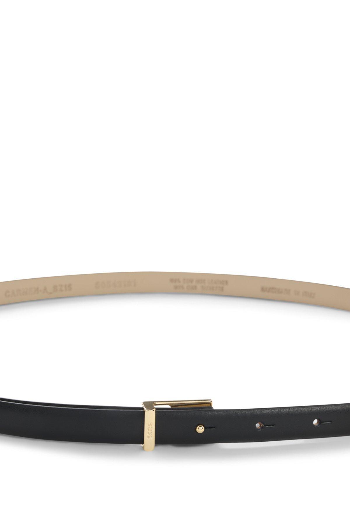 Leather belt with gold-tone buckle Product Image