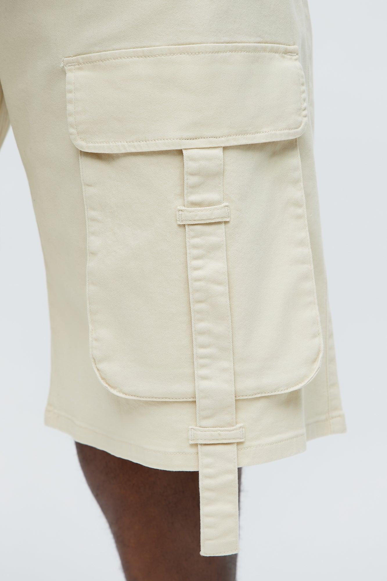 Baggy Oversized Pocket Cargo Shorts - Cream Product Image