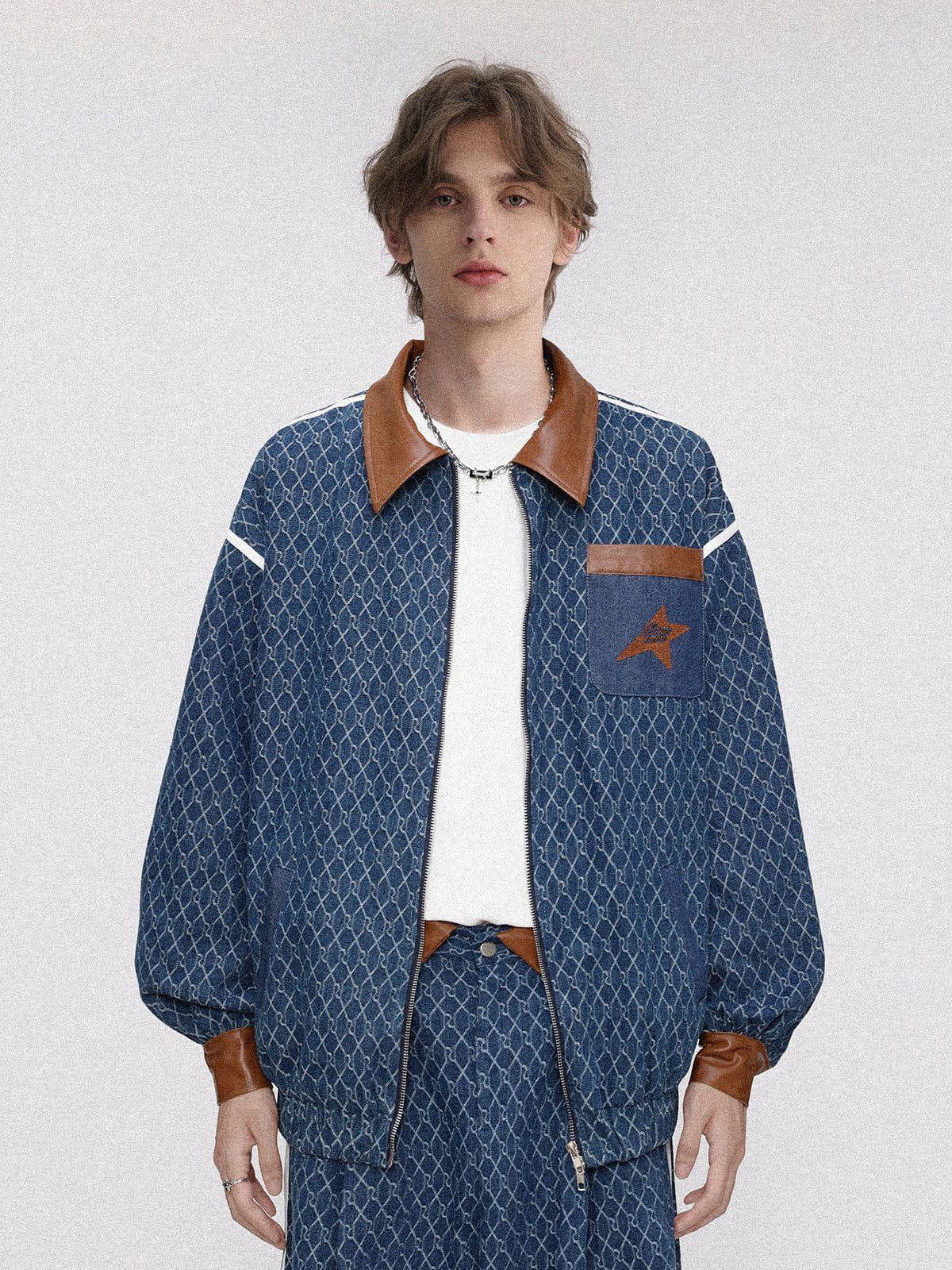 Aelfric Eden Vintage Denim Jacquard Cropped Jacket Product Image