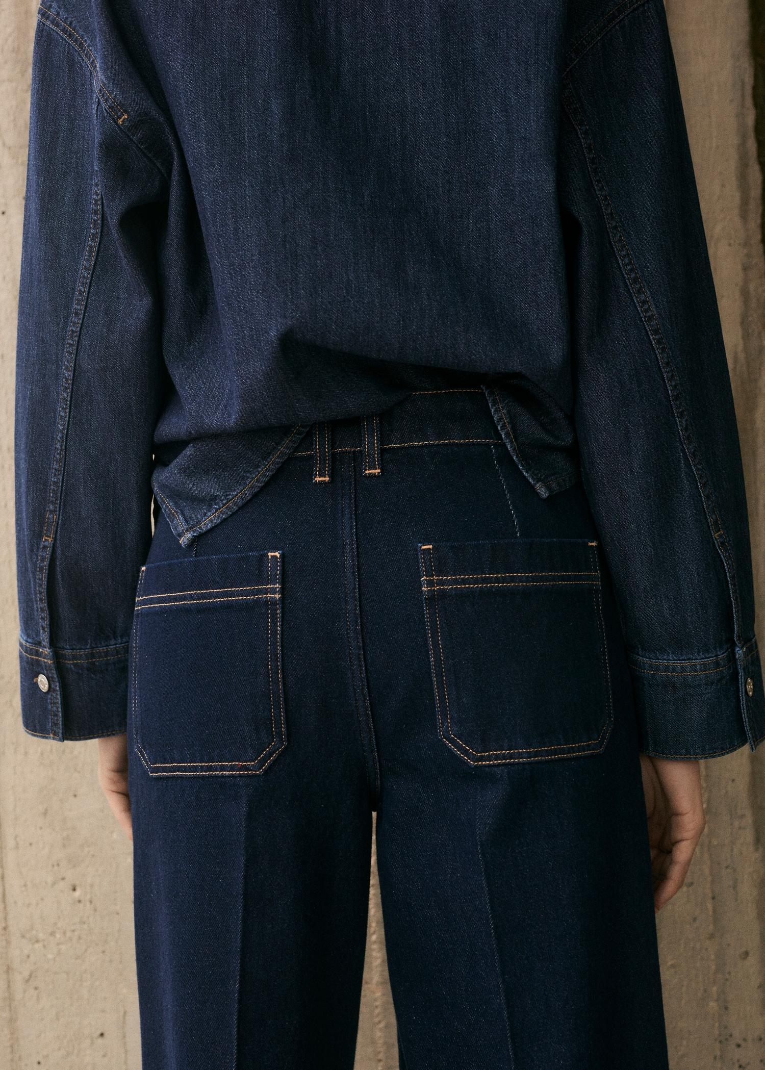 High-rise wideleg rinse-wash jeans - Women | MANGO USA Product Image