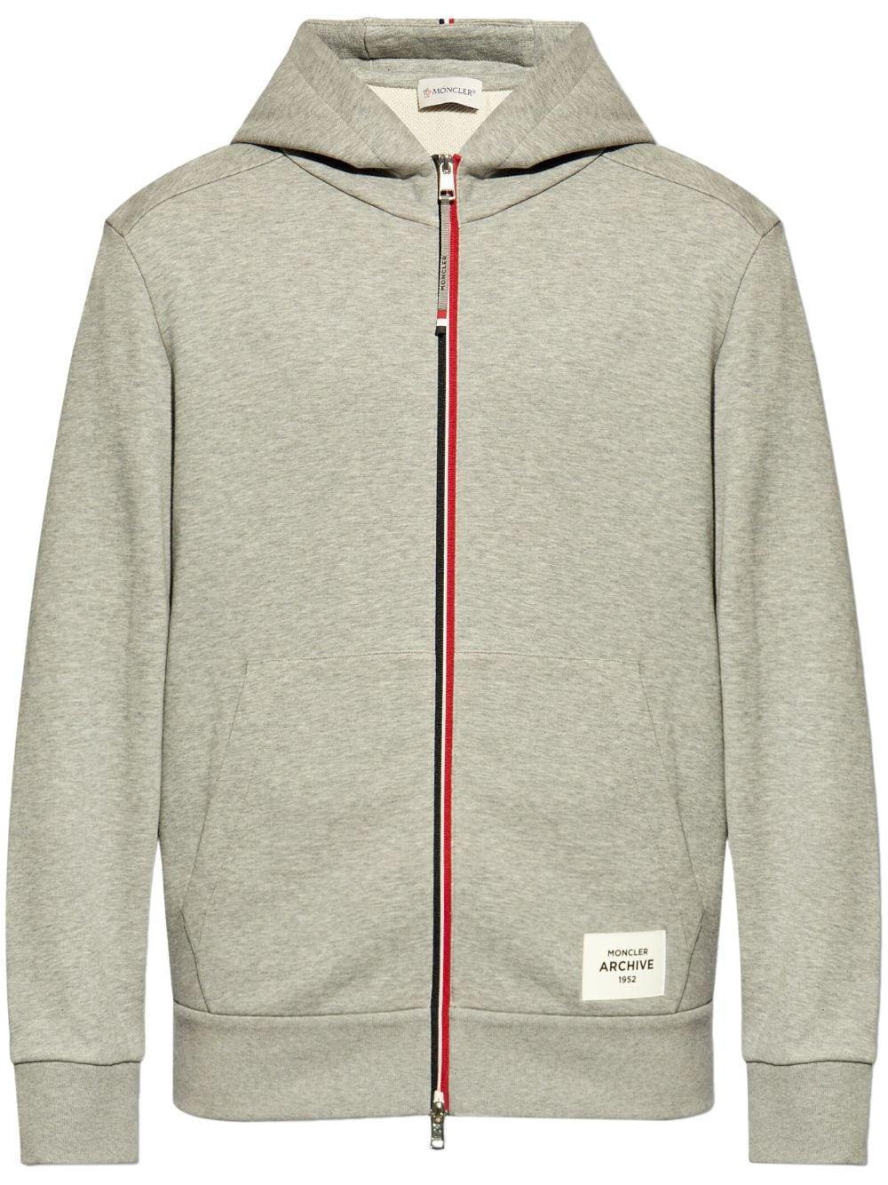 MONCLER Logo Patch Zip In Grey Product Image