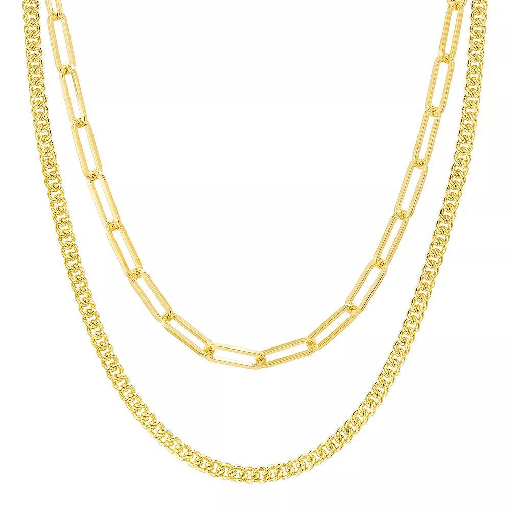 Paige Harper 14k Gold Plated Layered Curb Link & Paper Clip Link Chain Necklace, Women's, Size: 18", Gold Tone Product Image