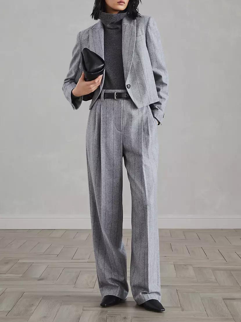 Virgin Wool Flannel Relaxed Tailored Trousers Product Image