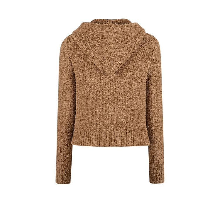 Plain Hooded Cropped Zip Cardigan Product Image