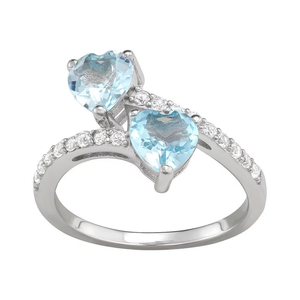 Gemstone Heart Bypass Ring, Women's, Size: 6, Blue Topaz Product Image