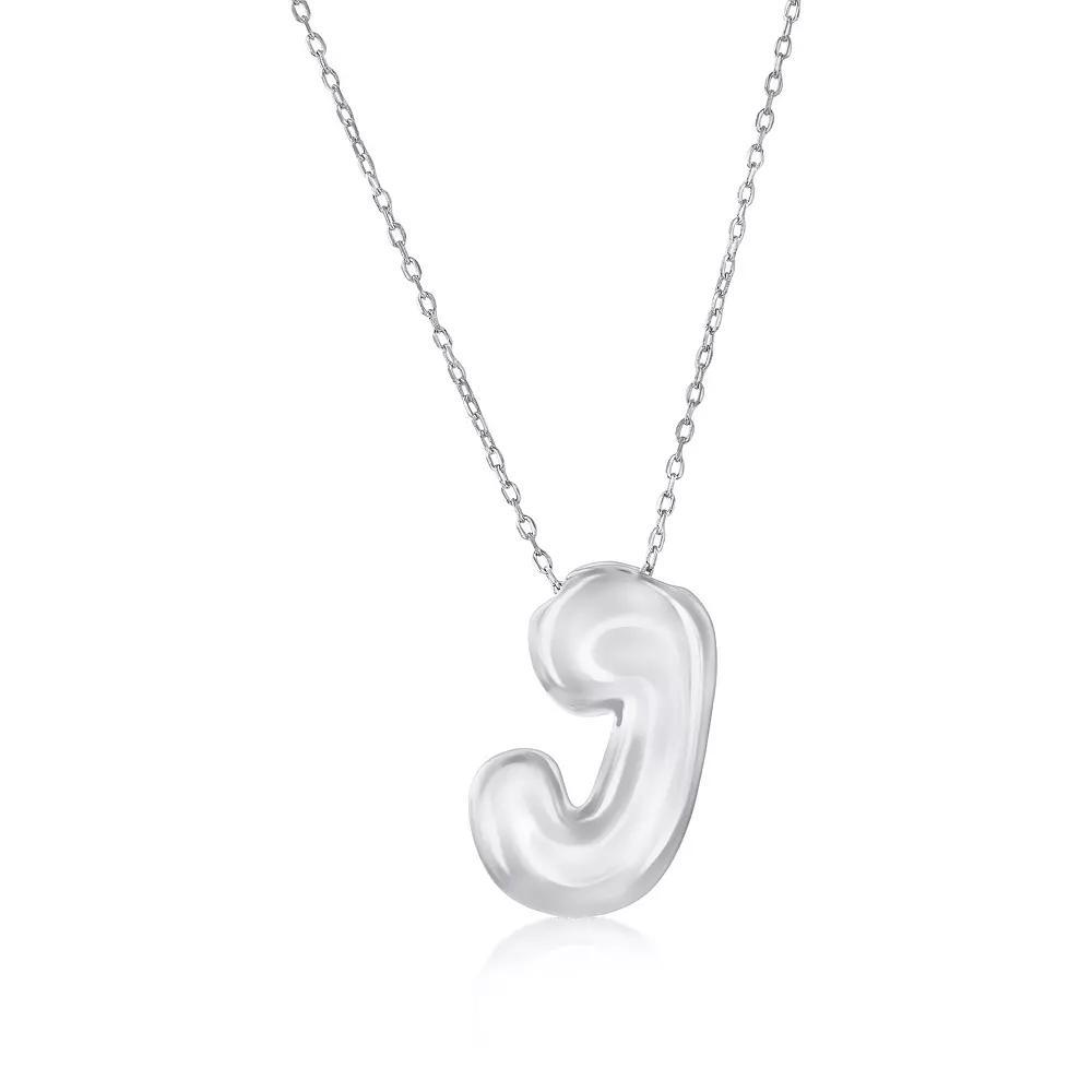 Argento Bella Sterling Silver Bubble Initial Necklace, Women's, Size: 16-18" ADJ, Sterling J Product Image