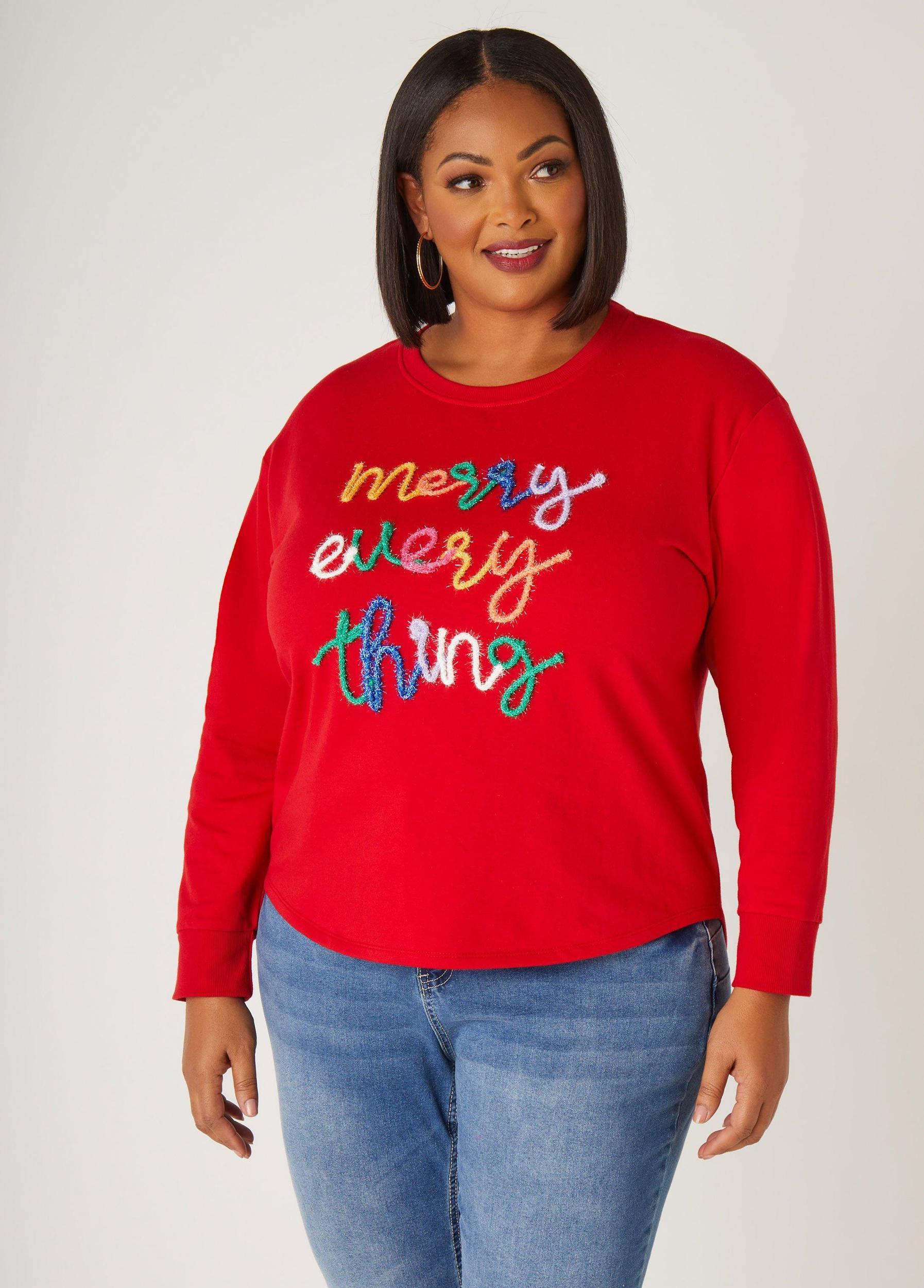 Plus Size Merry Every Thing Hi Low Sweatshirt Ashley Stewart Product Image