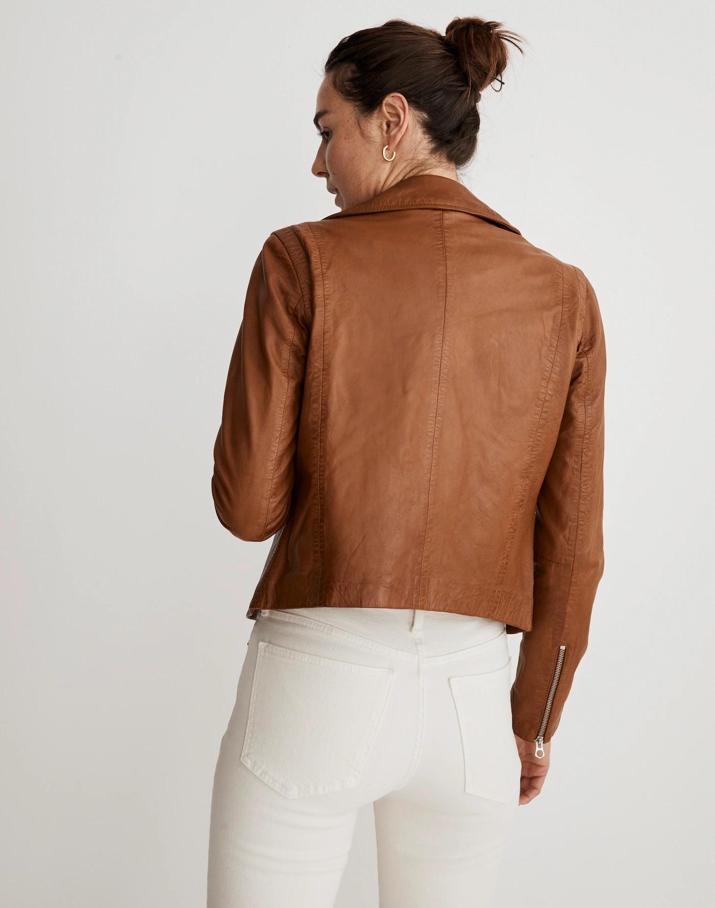 The Washed Leather Motorcycle Jacket Product Image