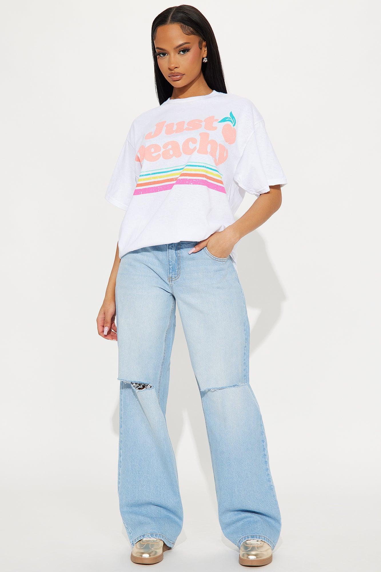 Just Peachy Oversized Tee - White Product Image