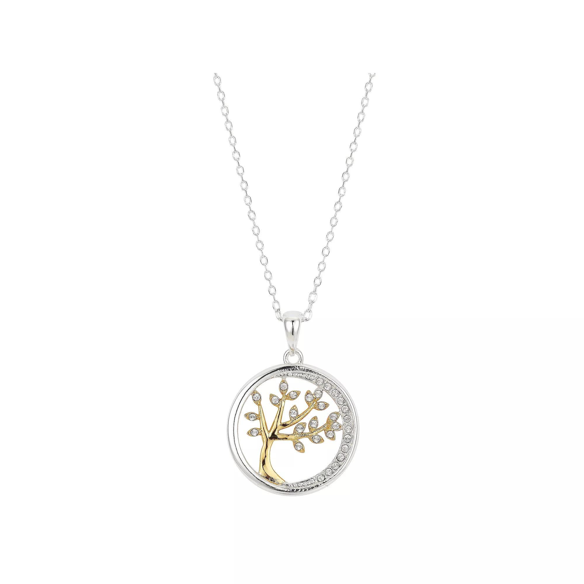 Brilliance Two Tone A Familys Love is Like No Other Crystal Tree Necklace, Womens Product Image