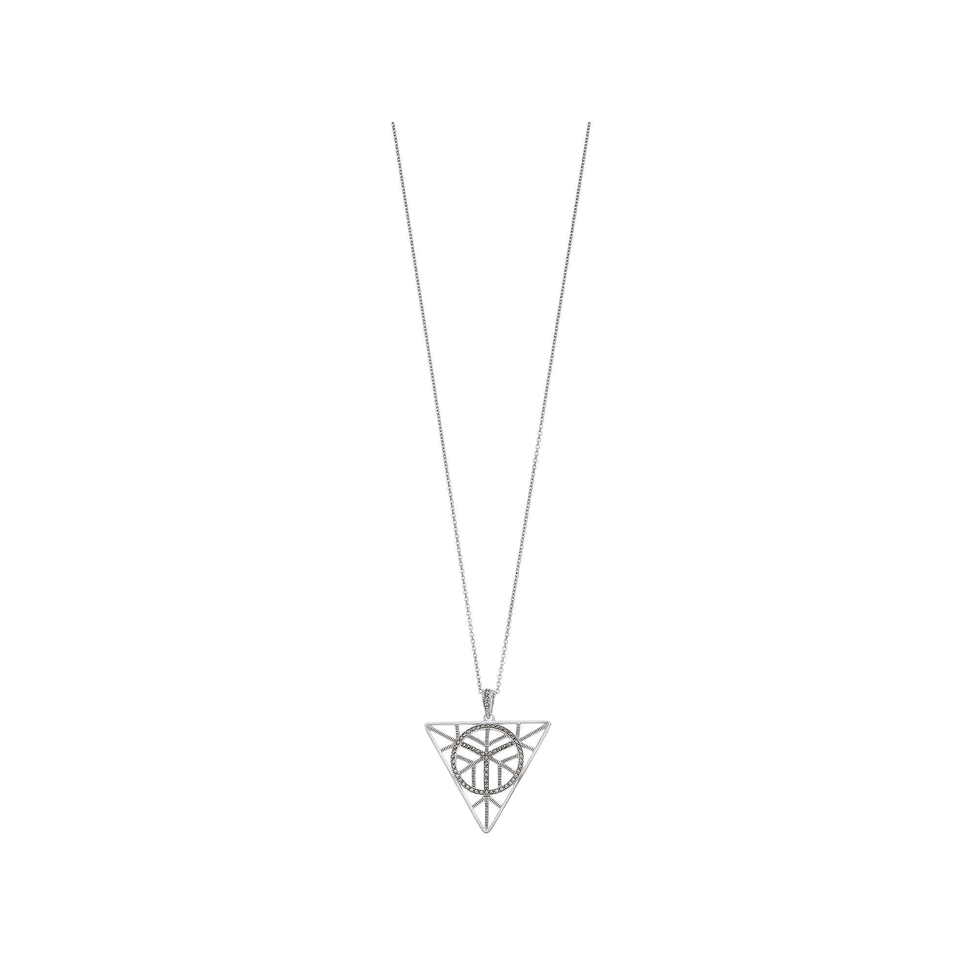 Lavish by TJM Sterling Silver Marcasite Lucky Triangle Peace Pendant Necklace, Women's, Size: 24" Product Image