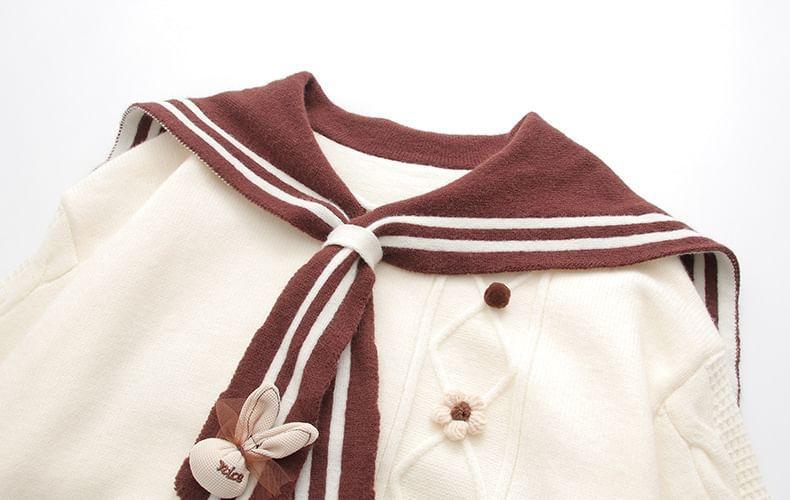 Sailor Collar Paw Applique Sweater Product Image