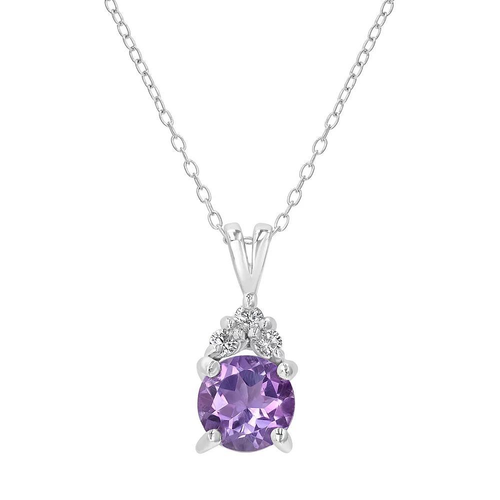 Gemistry Sterling Silver Round Stone & Cubic Zirconia Pendant Necklace, Women's, Size: 18-20" ADJ, Purple Product Image